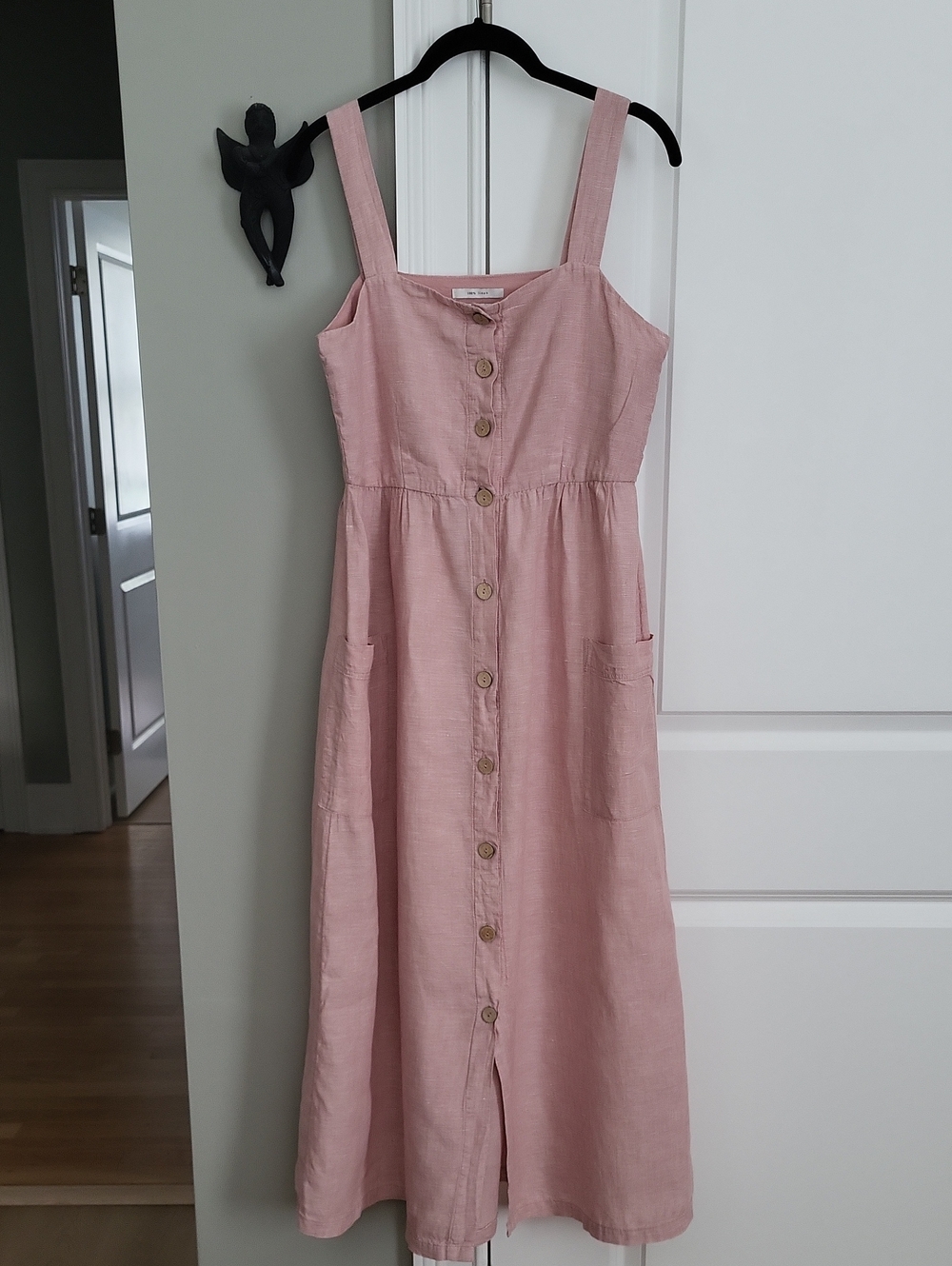 Rachel Zoe Linen Button-Front Apron Dress - Heathered Pink - 2